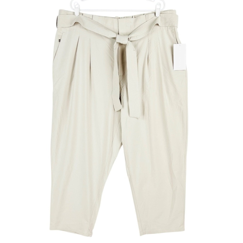 NWT Athleta Women's Tie Waist Paperbag Beige Skyline Pant II Plus Size 22